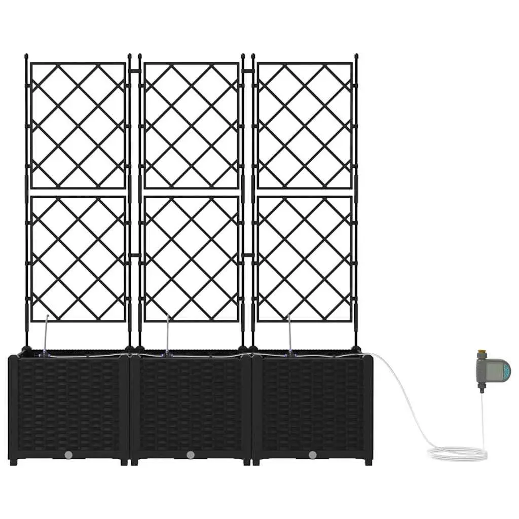 Garden Planter Set Large Outdoor Pots 3 Piece Black