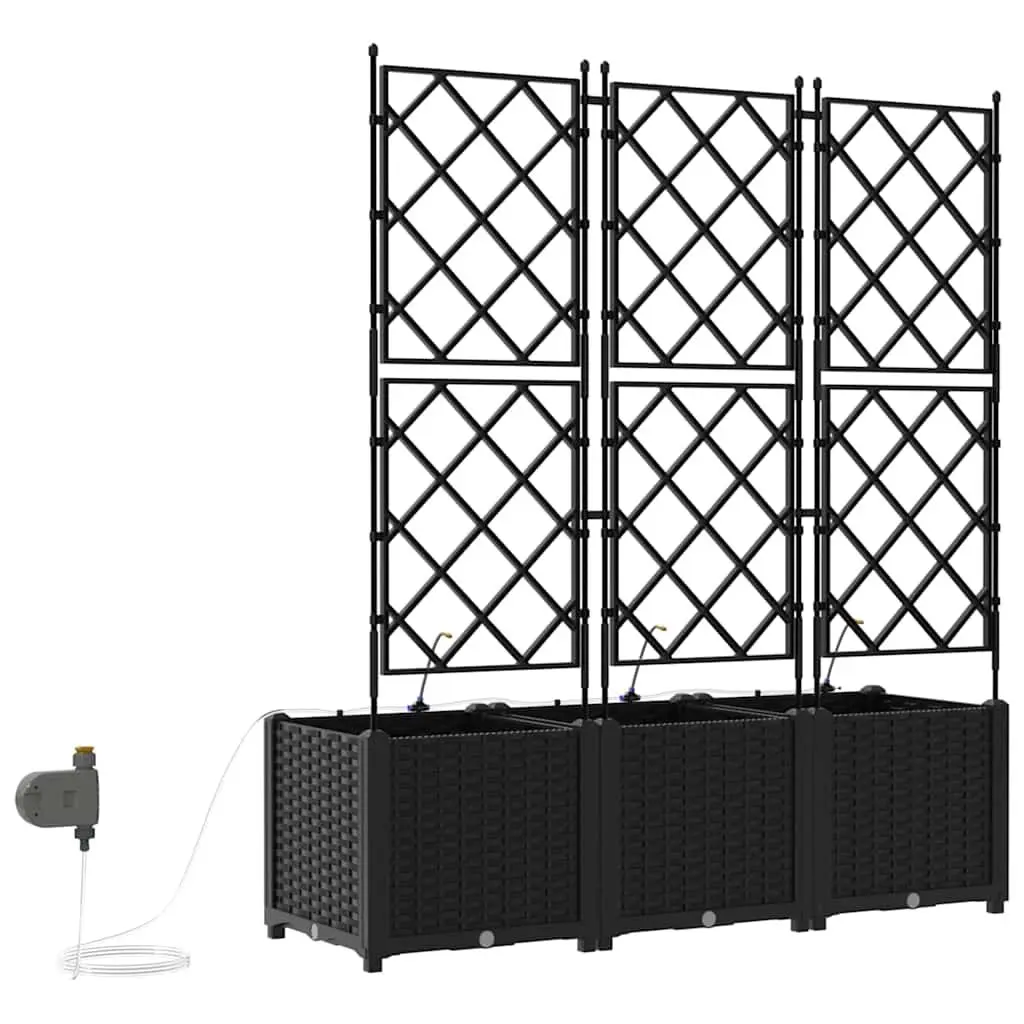Garden Planter Set Large Outdoor Pots 3 Piece Black
