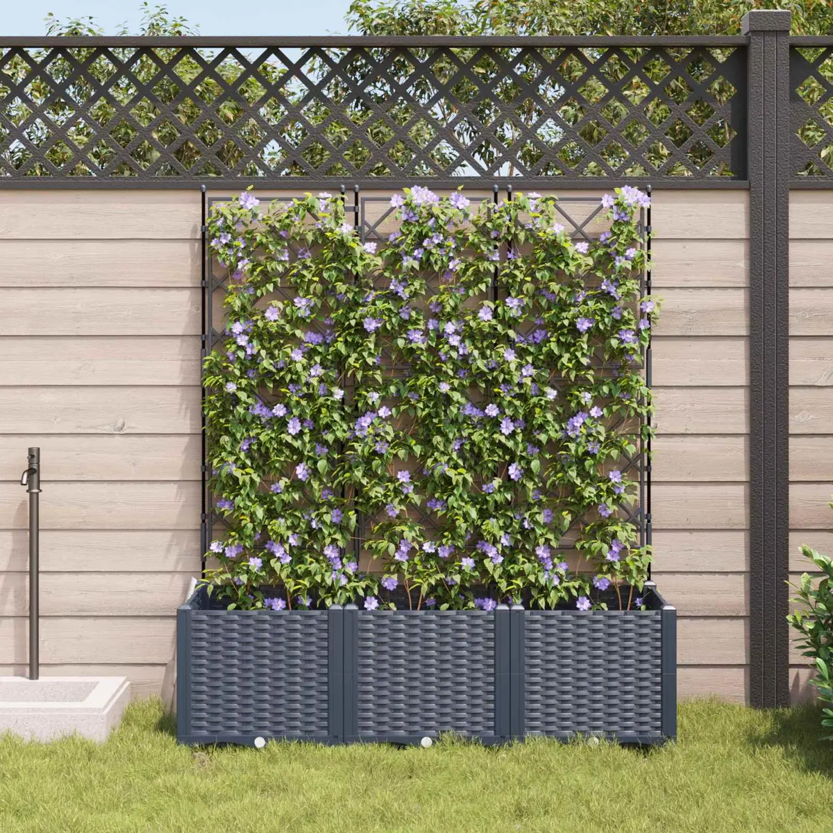 Garden Planter Large Outdoor Indoor Pots 3 Piece Set Grey