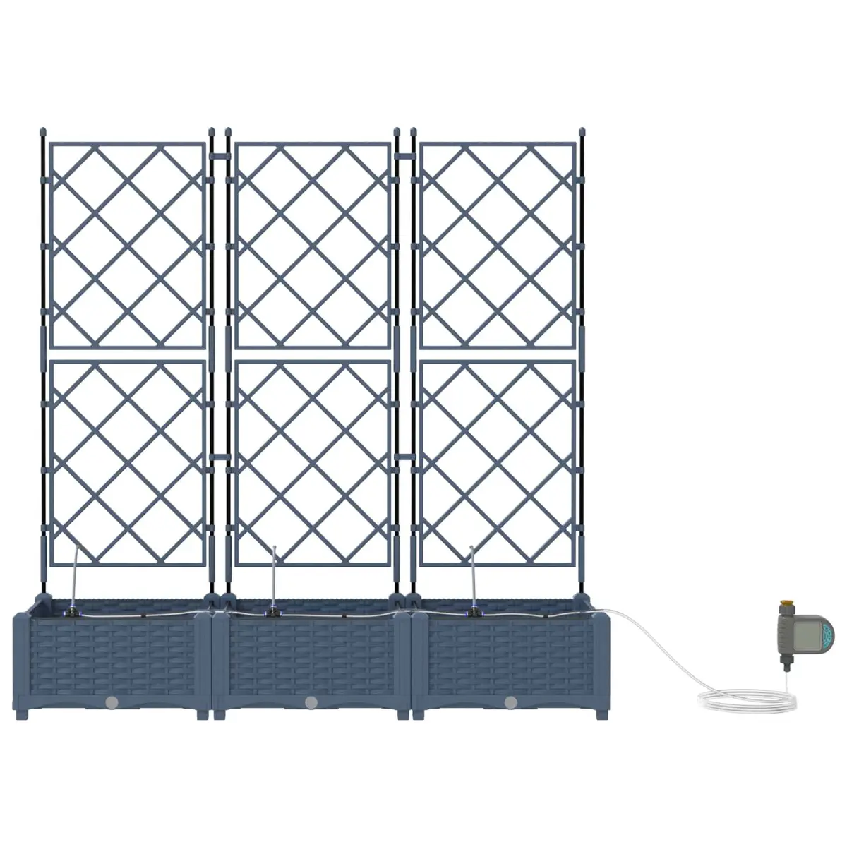 Garden Planter Set Large Outdoor Grey 3 Piece Polypropylene