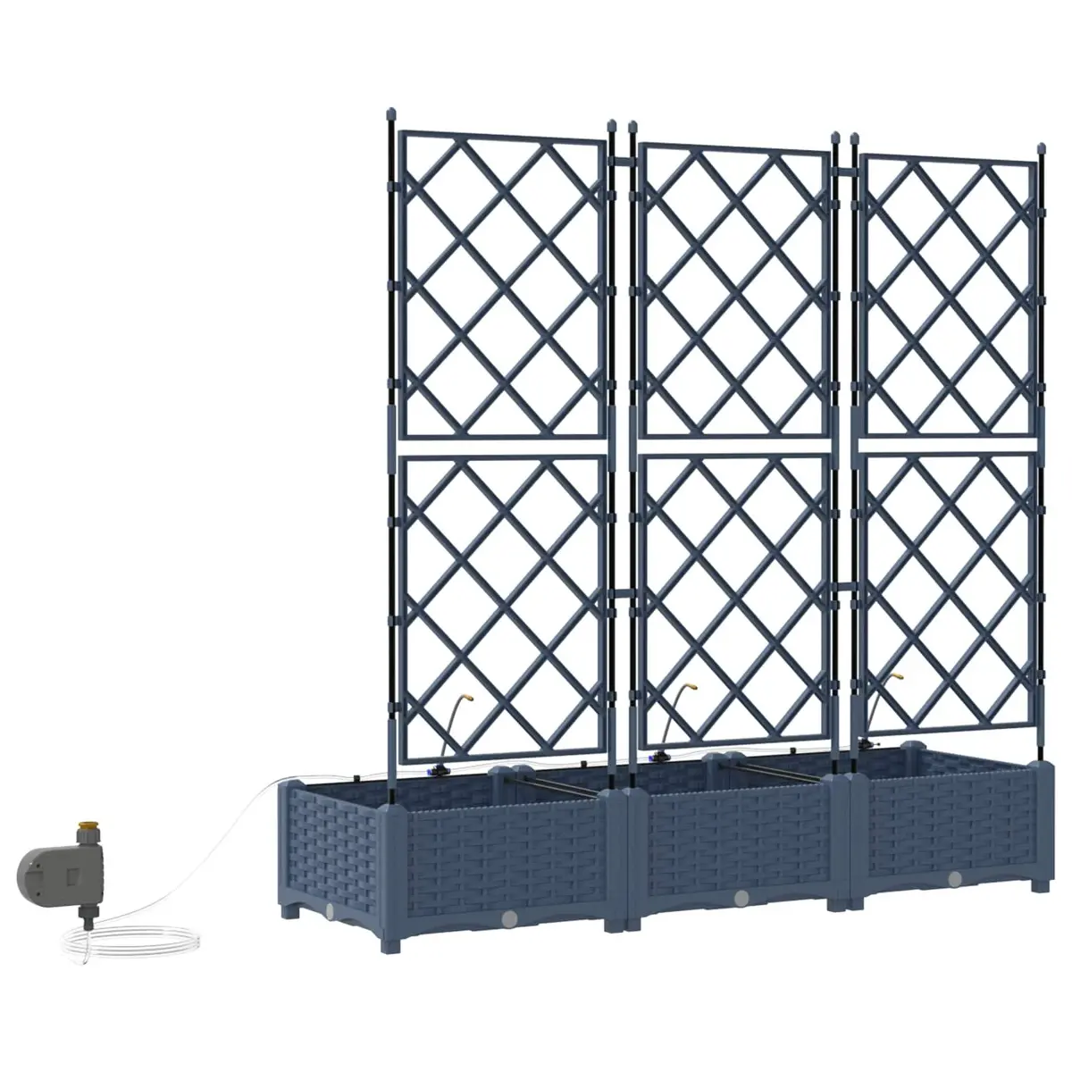 Garden Planter Set Large Outdoor Grey 3 Piece Polypropylene