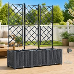 Practical Grey 3-Piece Planter Set for Your Garden
