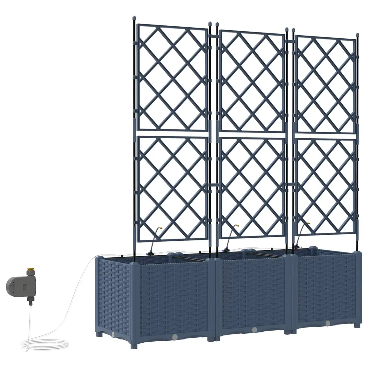 Garden Planter Set 3 Piece Large Modern Grey Outdoor Pot