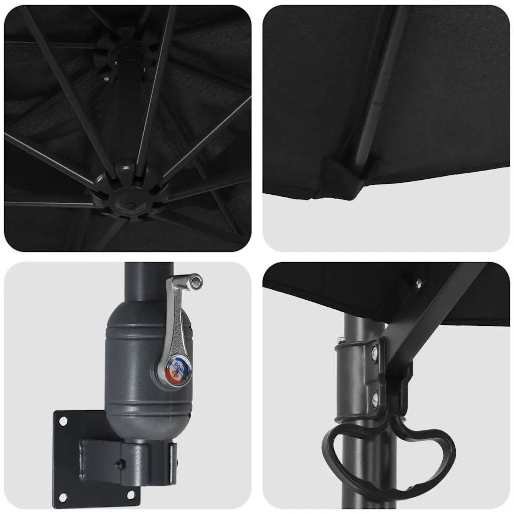 Garden Parasol Outdoor Cantilever Sunshade 248cm Black