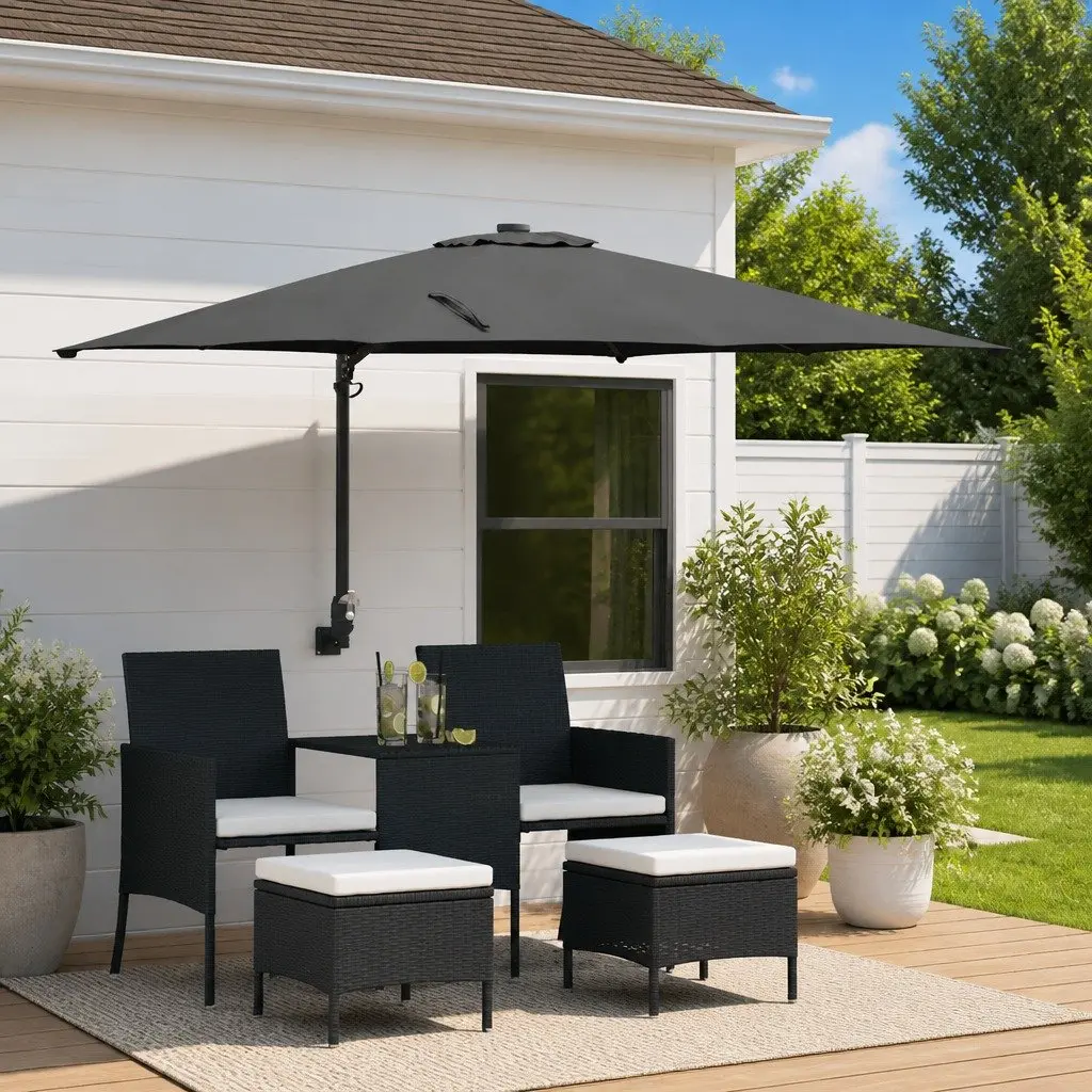 Garden Parasol Outdoor Umbrella Shade 248.5cm Anthracite
