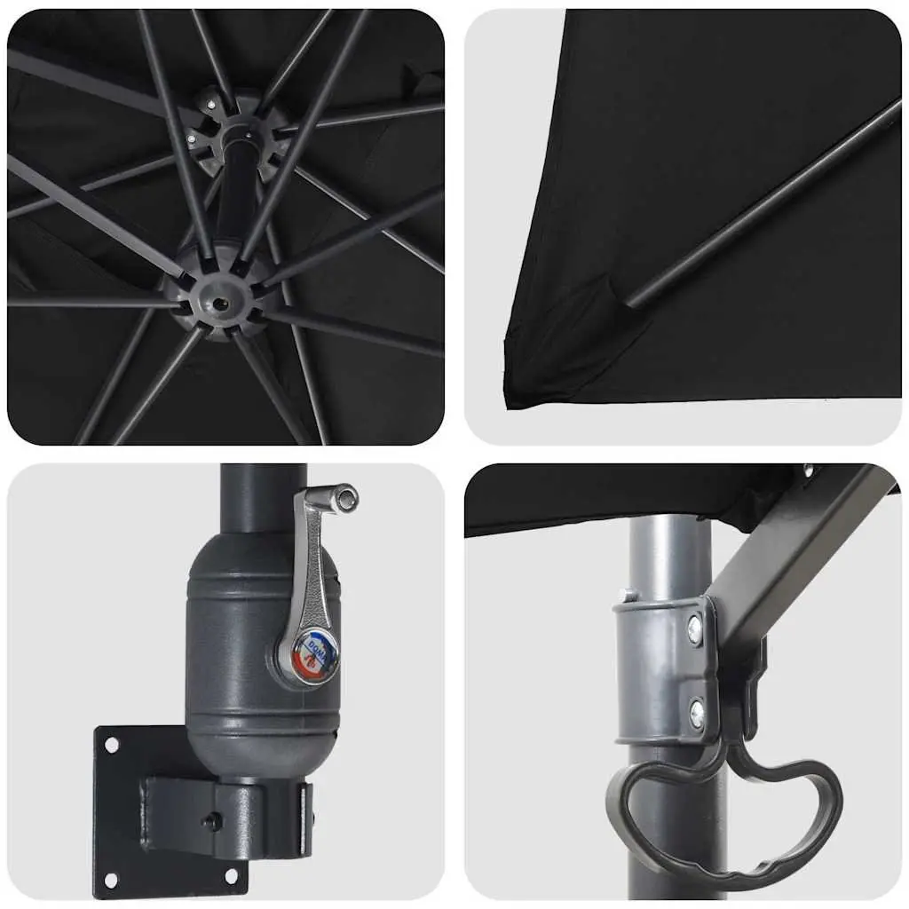 Garden Parasol Outdoor Sunshade 248.5 x 247.5 x 160cm Black
