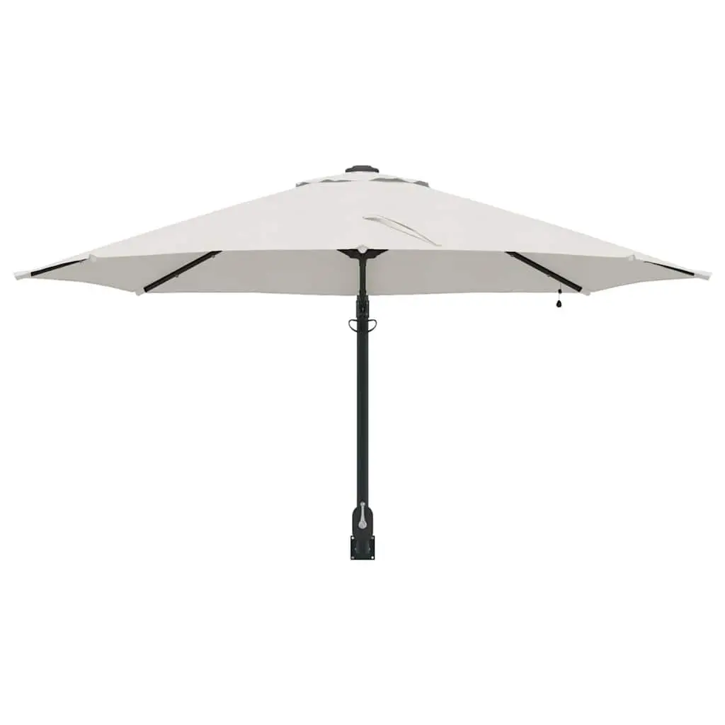 Garden Parasol Outdoor Umbrella 248cm Brown Polyester Steel Frame Tilt Crank LED
