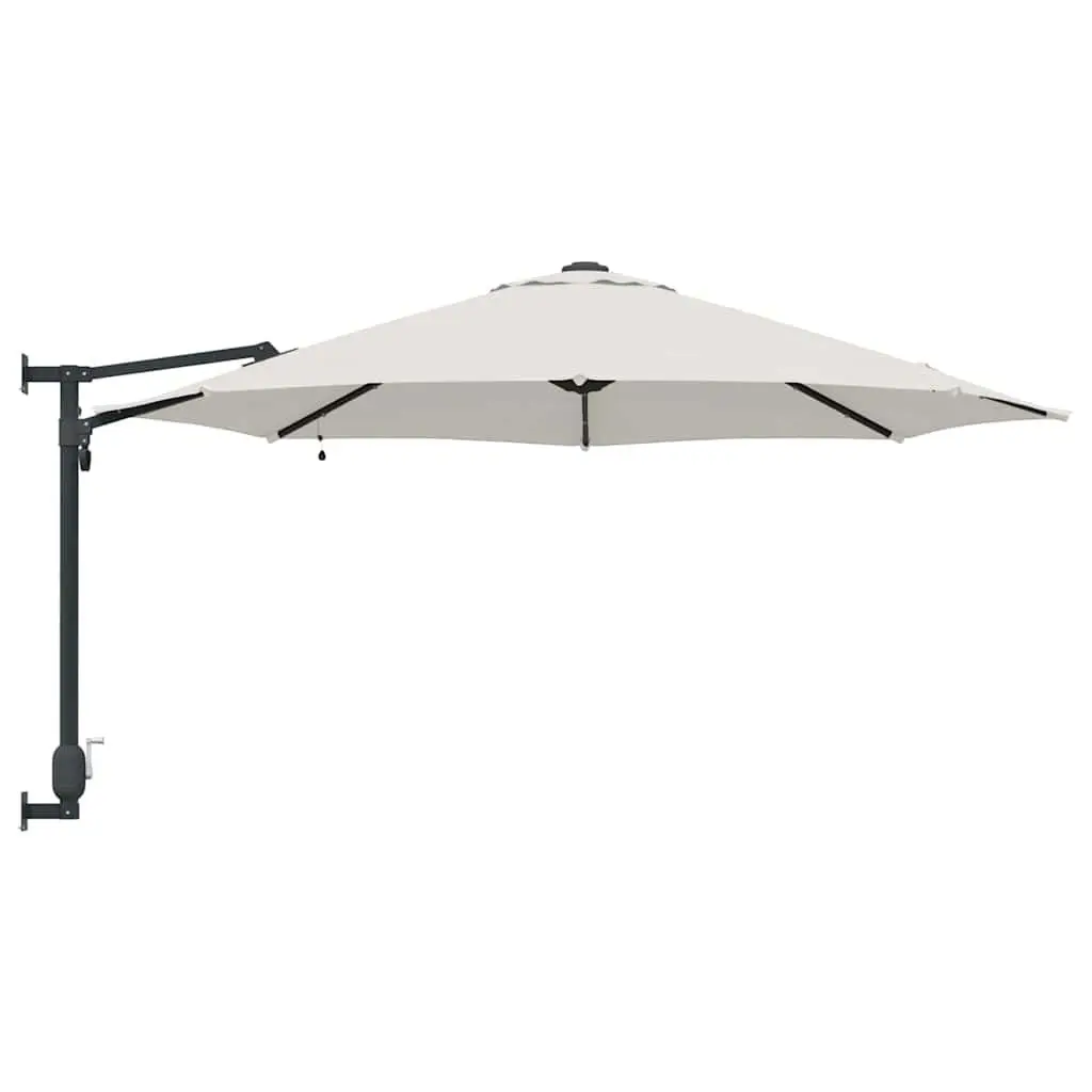 Garden Parasol Outdoor Umbrella 248cm Brown Polyester Steel Frame Tilt Crank LED