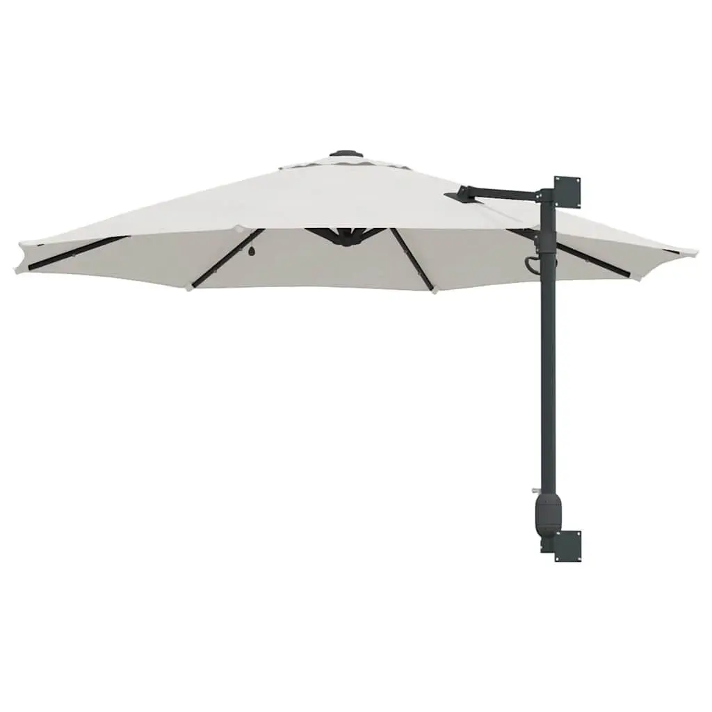 Garden Parasol Outdoor Umbrella 248cm Brown Polyester Steel Frame Tilt Crank LED