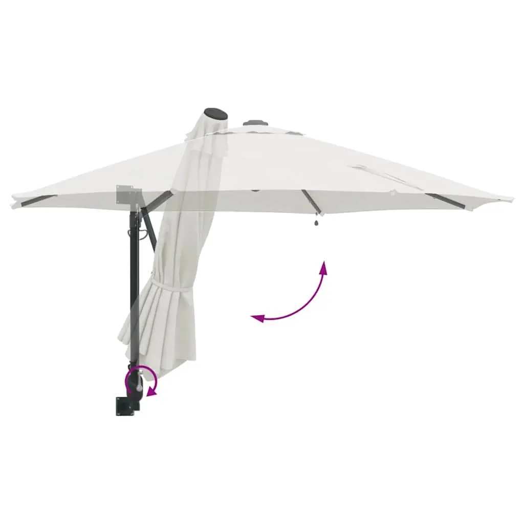 Garden Parasol Outdoor Umbrella 248cm Brown Polyester Steel Frame Tilt Crank LED