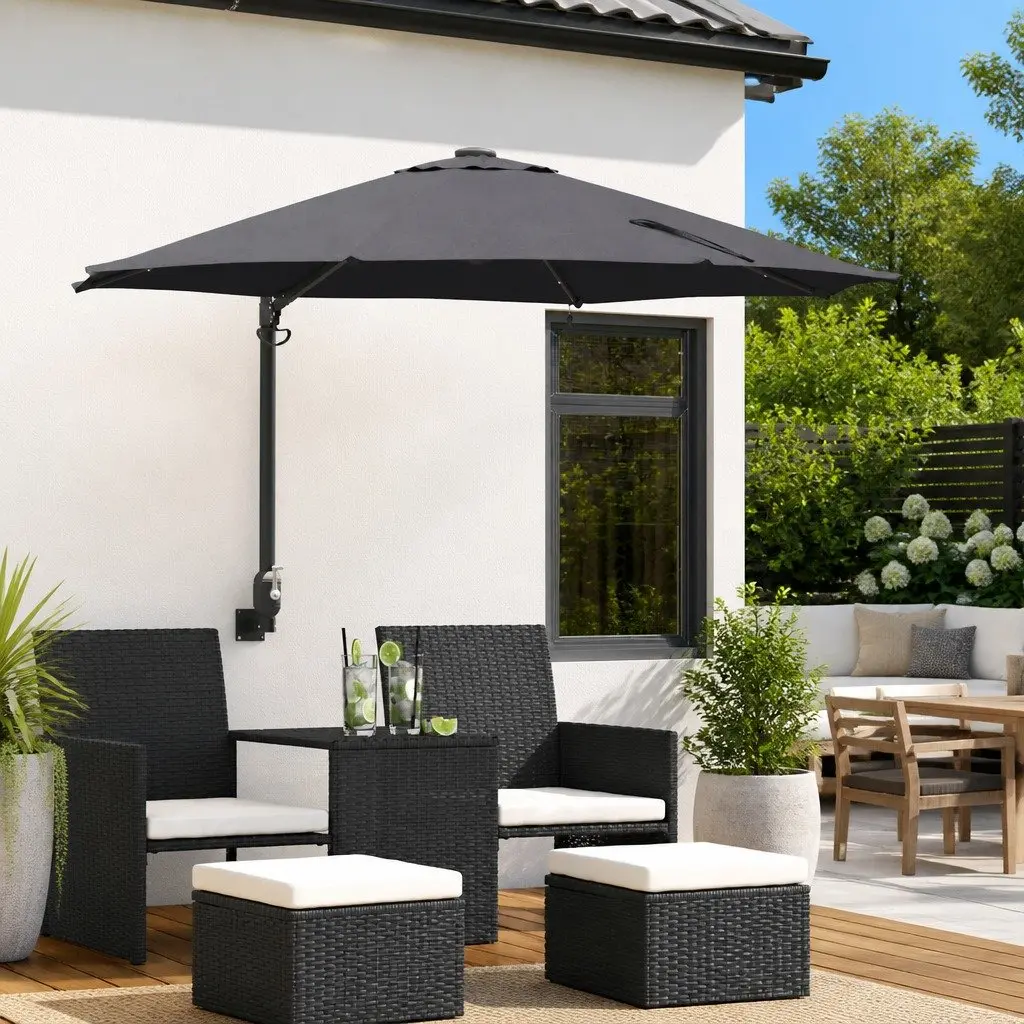Garden Parasol Manual Outdoor Umbrella Square Canopy Anthracite with LED Lights