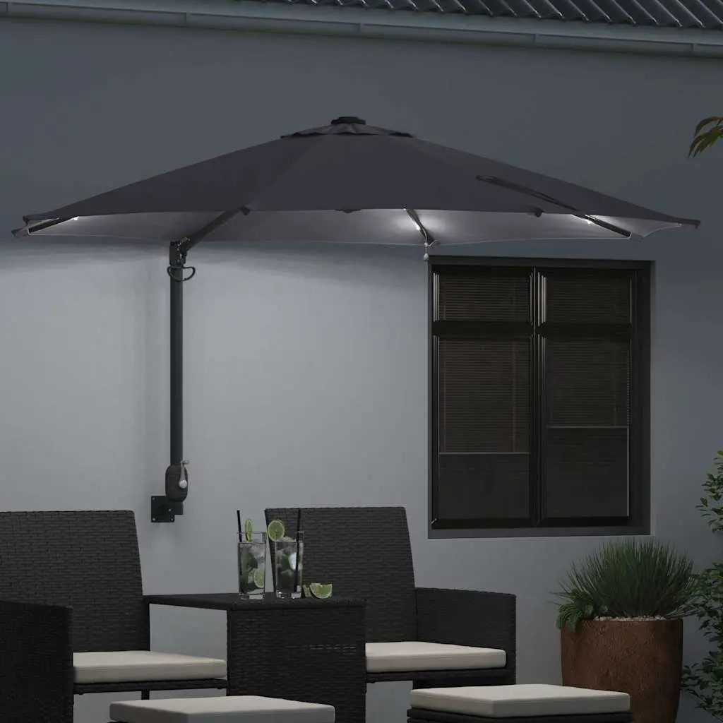 Garden Parasol Manual Outdoor Umbrella Square Canopy Anthracite with LED Lights