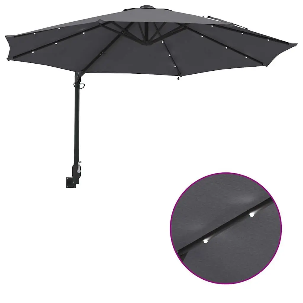 Garden Parasol Manual Outdoor Umbrella Square Canopy Anthracite with LED Lights