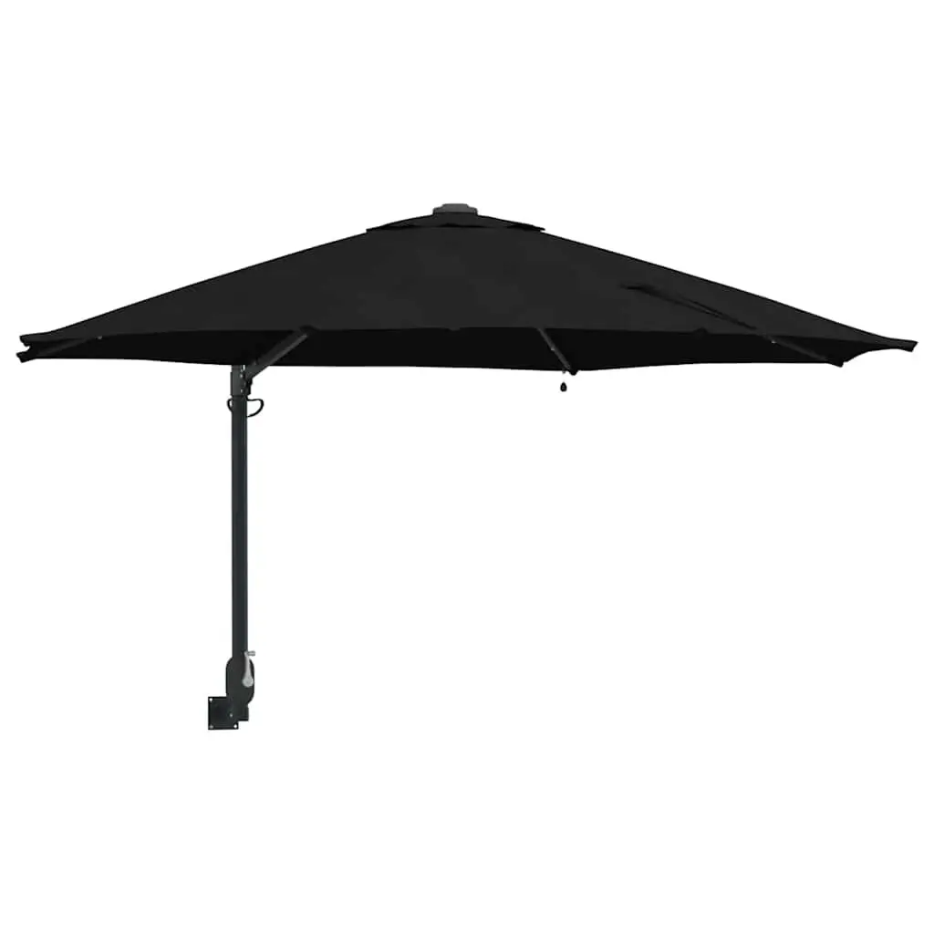 Garden Parasol Outdoor Shade 248cm Black with Adjustable Tilt and Solar LED Lights