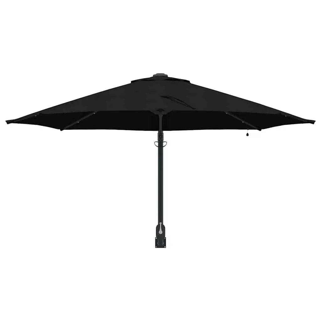 Garden Parasol Outdoor Shade 248cm Black with Adjustable Tilt and Solar LED Lights
