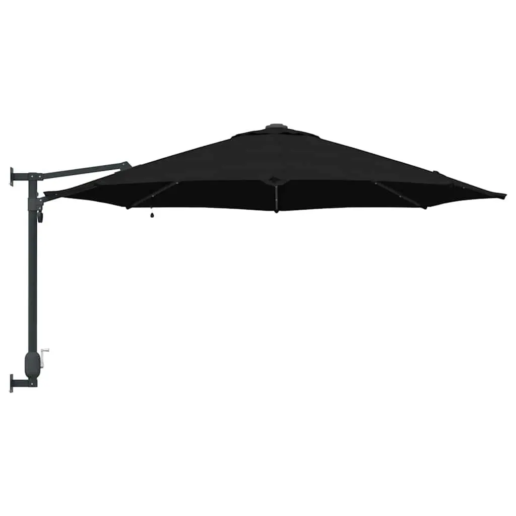 Garden Parasol Outdoor Shade 248cm Black with Adjustable Tilt and Solar LED Lights