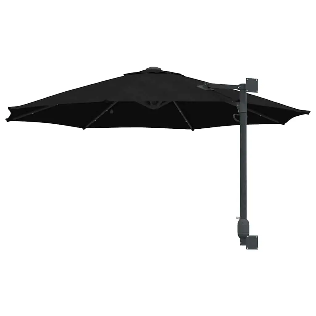 Garden Parasol Outdoor Shade 248cm Black with Adjustable Tilt and Solar LED Lights