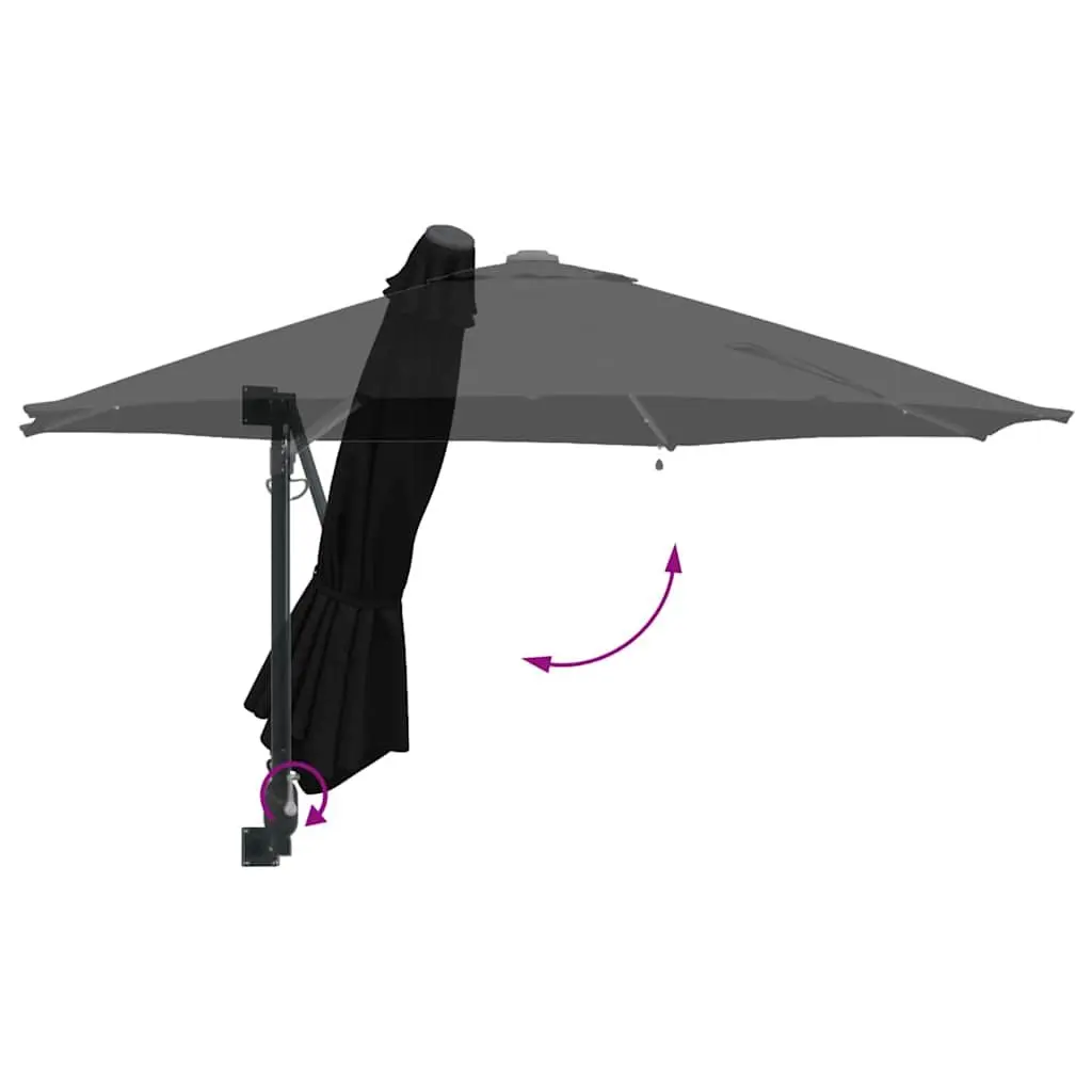 Garden Parasol Outdoor Shade 248cm Black with Adjustable Tilt and Solar LED Lights