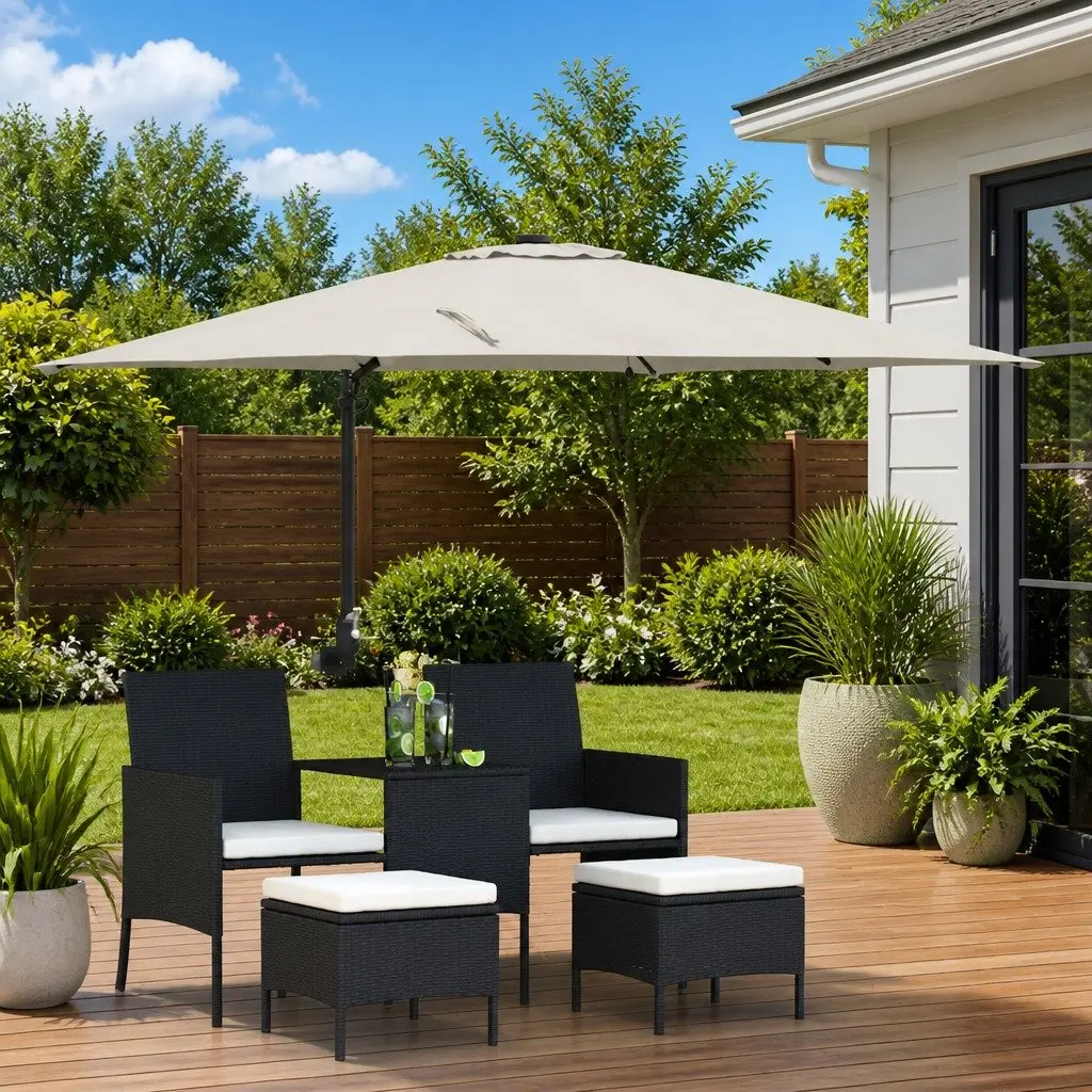 Cantilever Garden Parasol Outdoor Shade Adjustable Tilt 248.5 x 247.5 x 160 Brown
