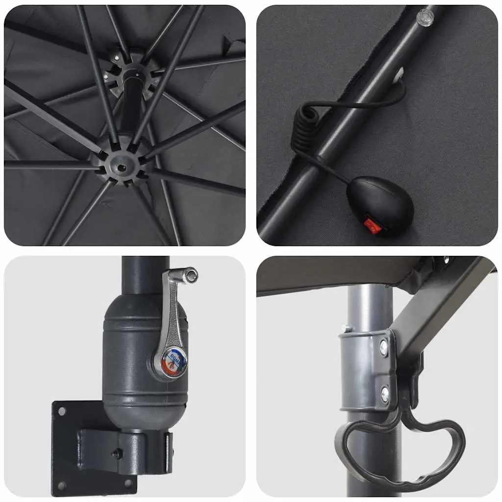 Garden Parasol Cantilever Sunshade Tilt Adjustable 248.5x247.5x160cm Anthracite