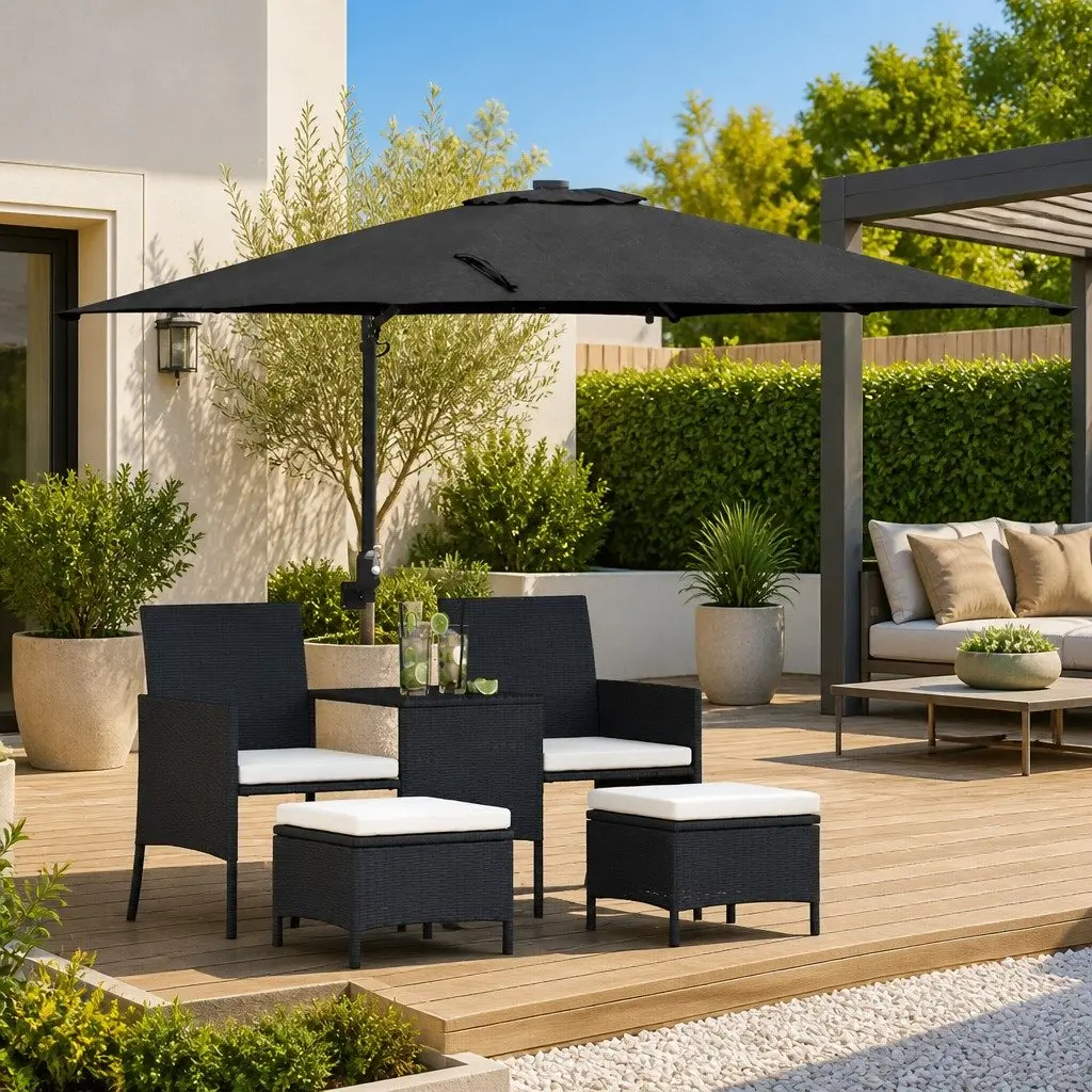 Garden Parasol Cantilever Umbrella Outdoor Shade 248.5cm Black