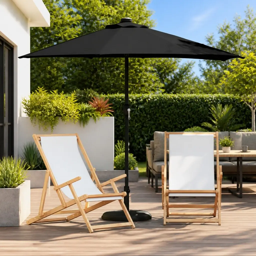 Garden Parasol Sunshade Outdoor Umbrella 294x150x223cm Black