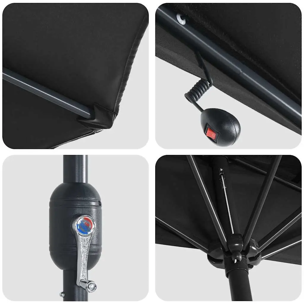 Garden Parasol Sunshade Outdoor Umbrella 294x150x223cm Black
