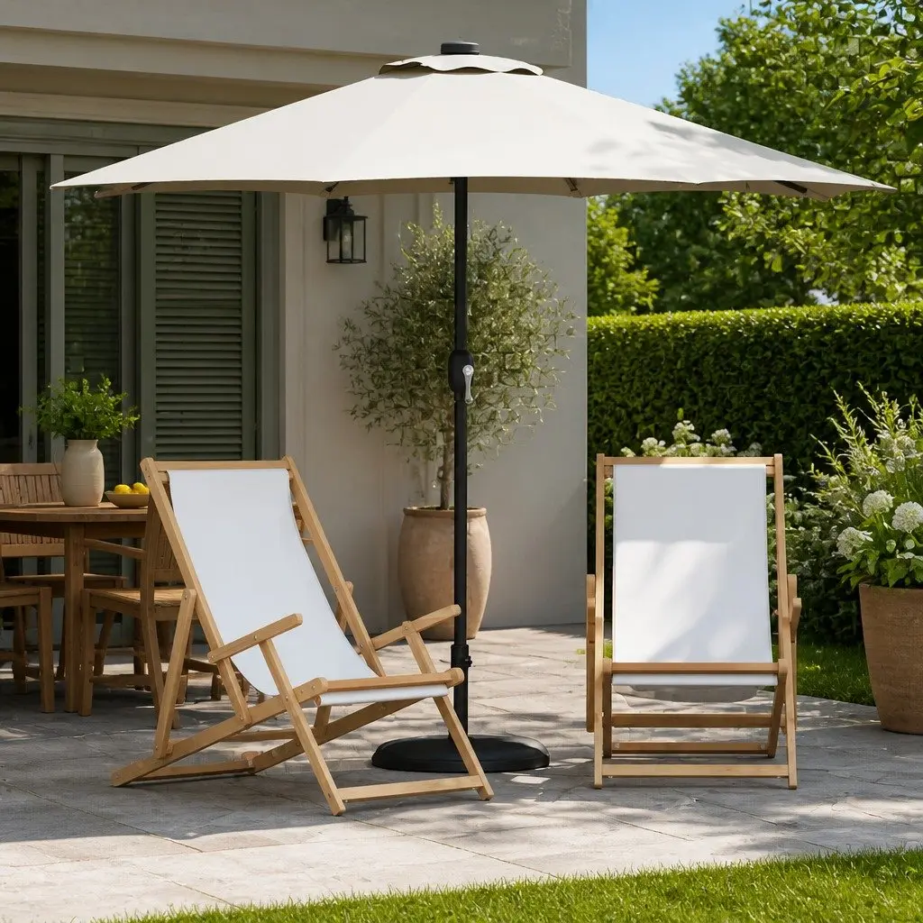Garden Parasol Outdoor Umbrella Manual Crank 294x150x224cm Brown