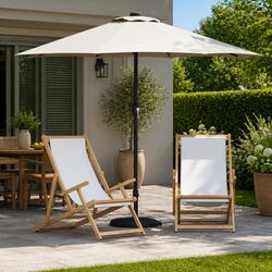 Garden Umbrella with Manual Crank and LED Lighting