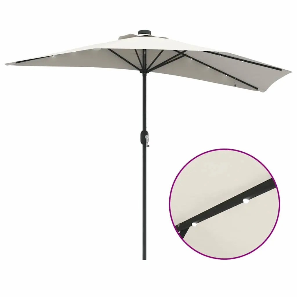 Garden Parasol Outdoor Umbrella Manual Crank 294x150x224cm Brown