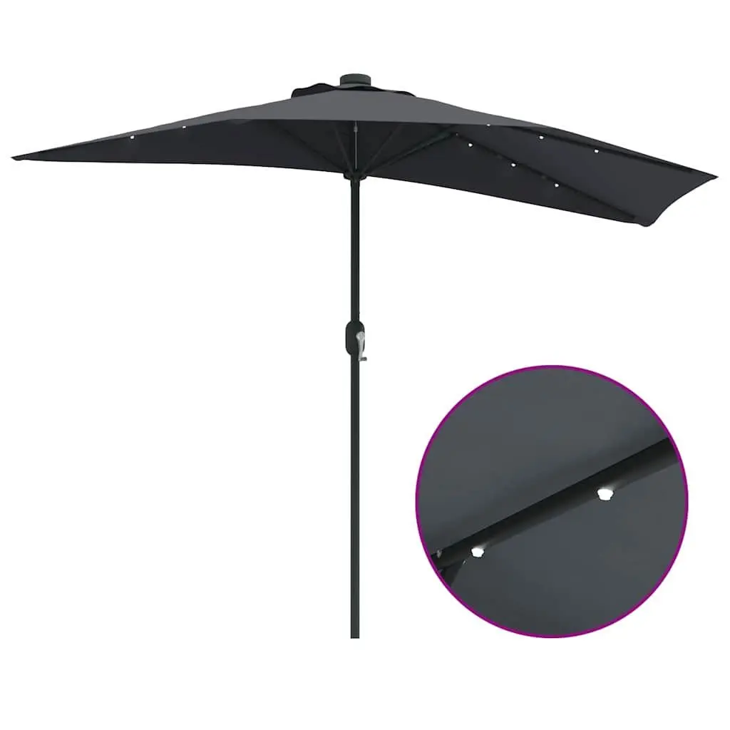 Garden Parasol Outdoor Umbrella Manual Crank 294x150x224cm Anthracite