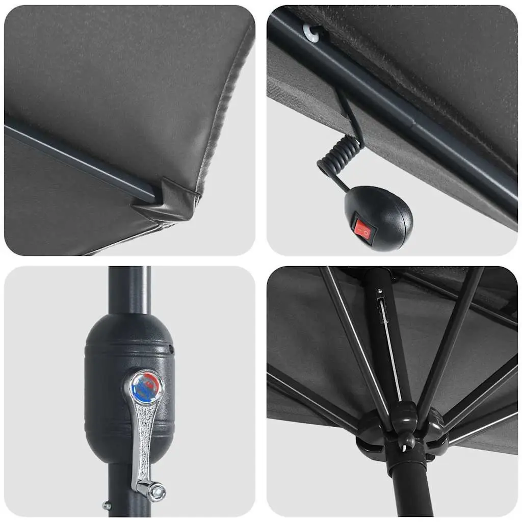 Garden Parasol Outdoor Umbrella Manual Crank 294x150x224cm Anthracite