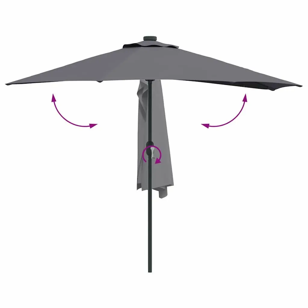 Garden Parasol Outdoor Umbrella Manual Crank 294x150x224cm Anthracite