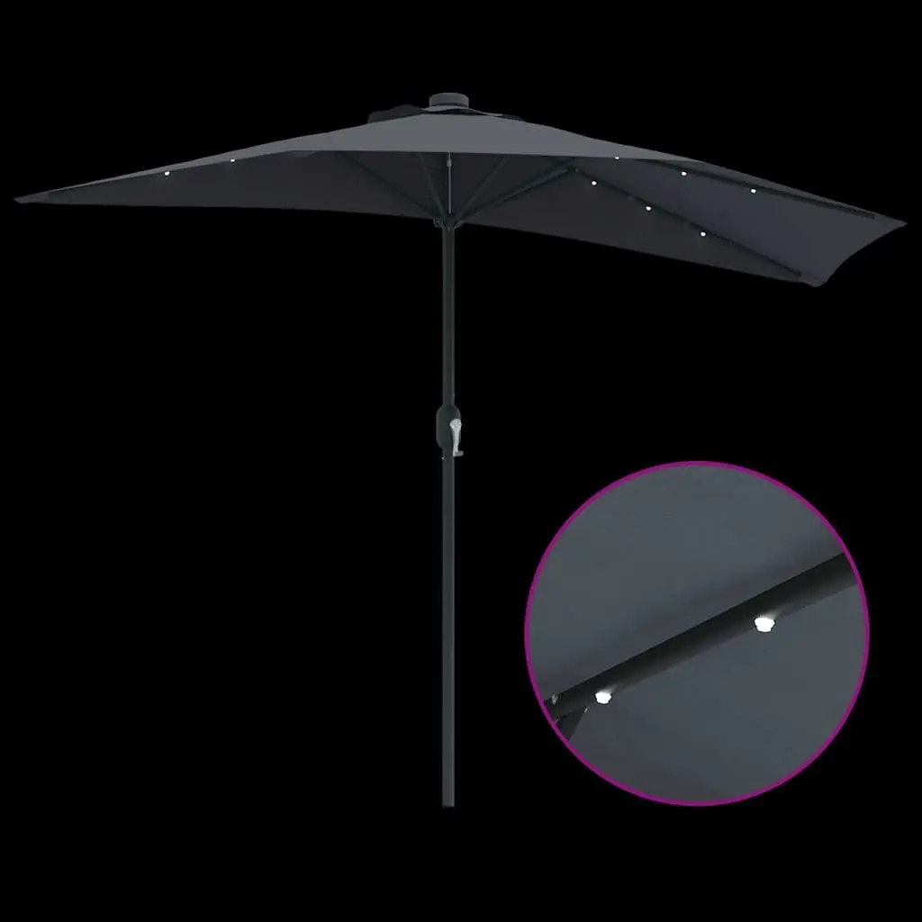 Garden Parasol Outdoor Umbrella Manual Crank 294x150x224cm Anthracite