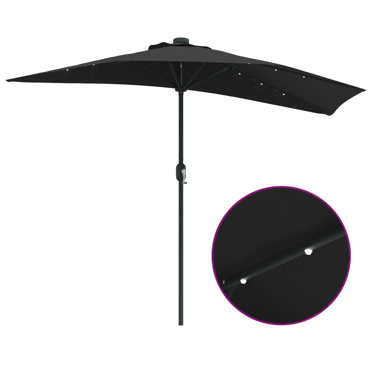 Garden Parasol Umbrella Outdoor Shade 294x150x224cm Black with LED Solar Lights