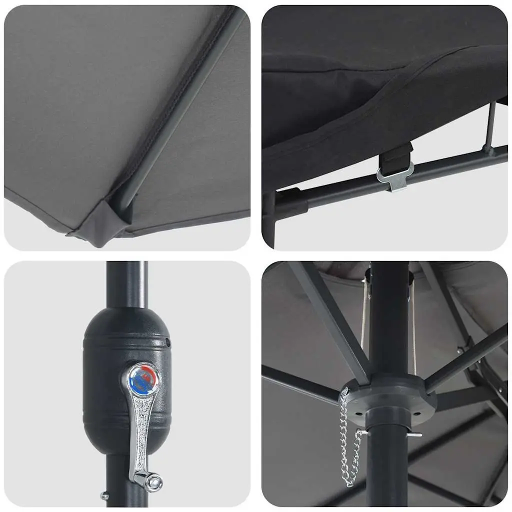 Garden Parasol Outdoor Umbrella Shade 385 x 209 x 244 cm Anthracite