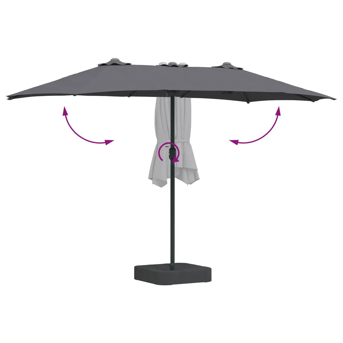 Garden Parasol Outdoor Umbrella 385 x 209 x 244 cm Anthracite Solar LED Crank