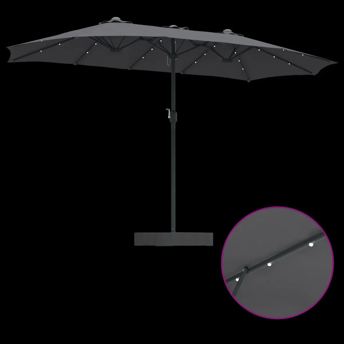 Garden Parasol Outdoor Umbrella 385 x 209 x 244 cm Anthracite Solar LED Crank