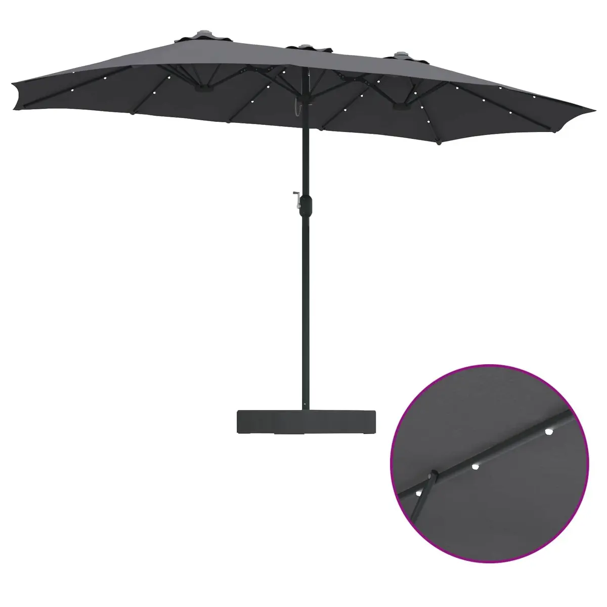 Garden Parasol Outdoor Umbrella 385 x 209 x 244 cm Anthracite Solar LED Crank