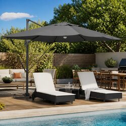 Cantilever Parasol Anthracite 351x250x253cm Outdoor Garden Shade Rotating