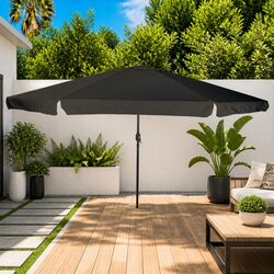 Reliable Black Garden Parasol 394x394x248cm for Outdoor Comfort