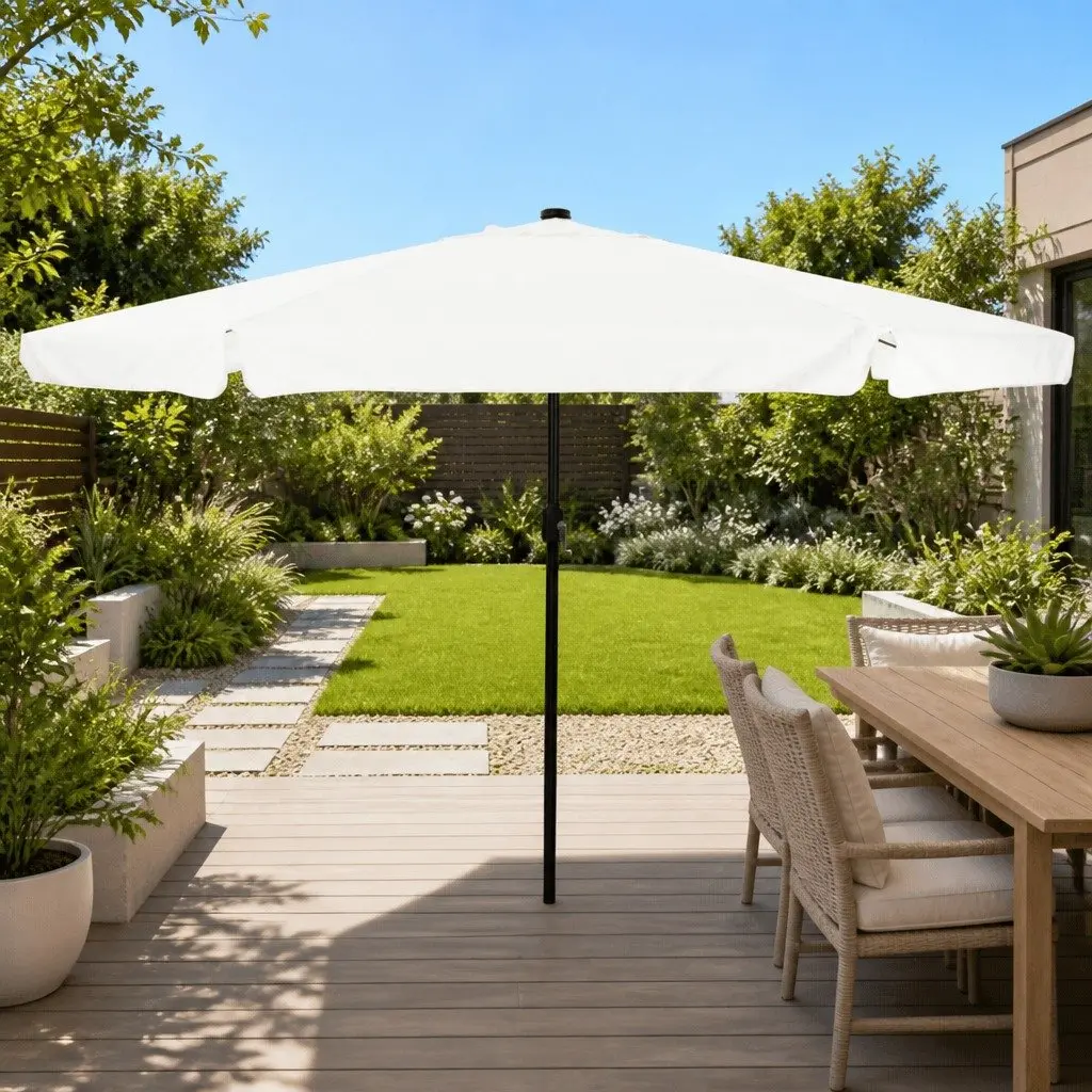 Garden Parasol Outdoor Umbrella Sun Shade Canopy 395cm Sand Anthracite