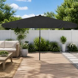 Garden Parasol Outdoor Umbrella 395cm Square Canopy LED Lighting Crank Handle