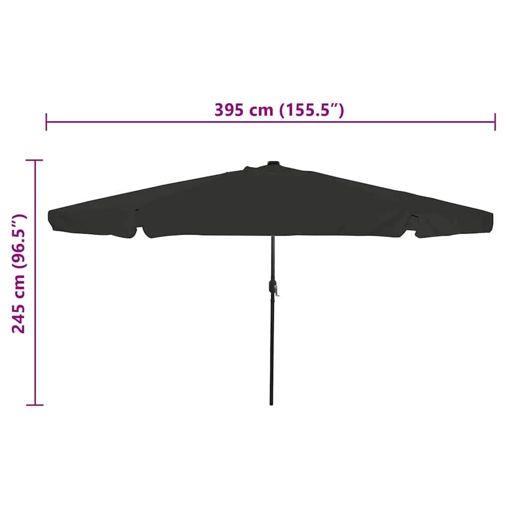 Garden Parasol Outdoor Umbrella 395cm Square Canopy Black