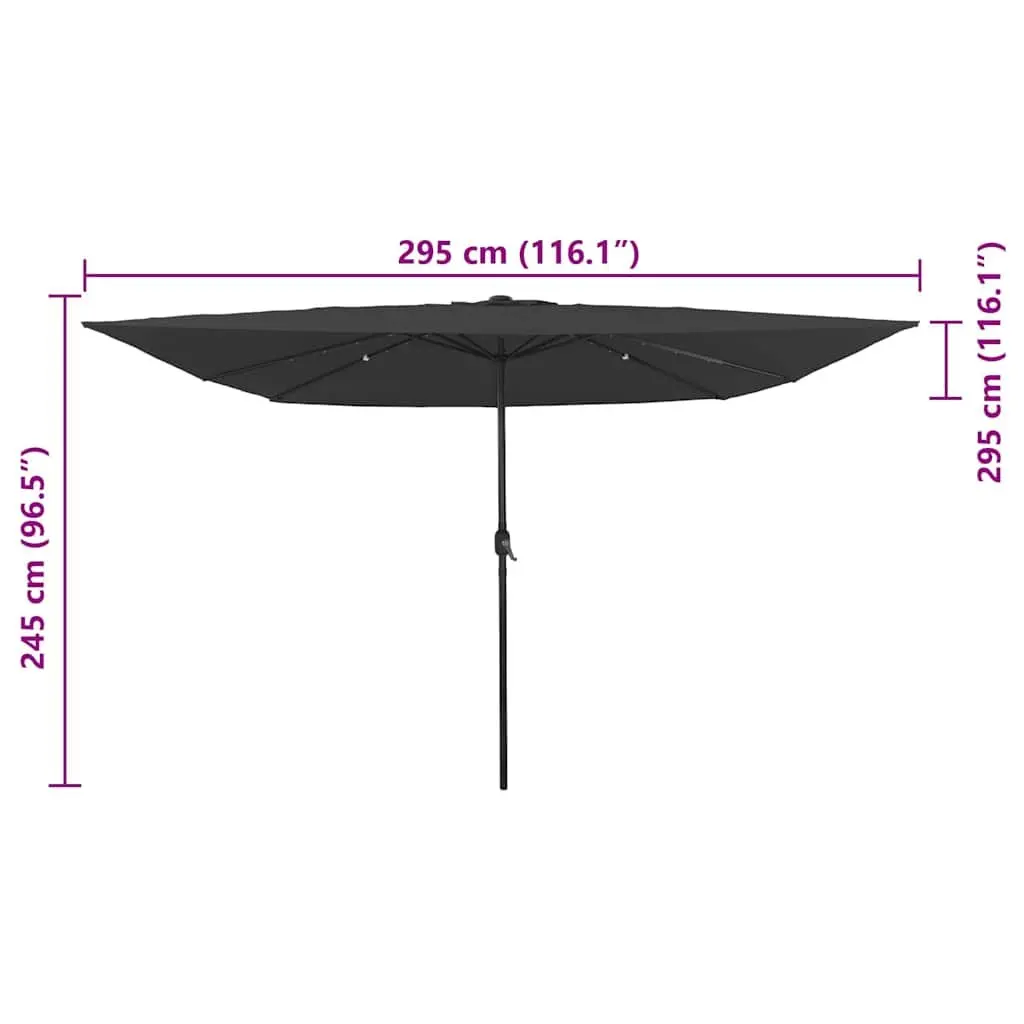 Garden Parasol Outdoor Shade 295cm Square Anthracite with LED Lights