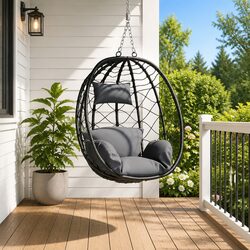 Comfortable Hanging Egg Chair: Anthracite for Indoor & Outdoor Use