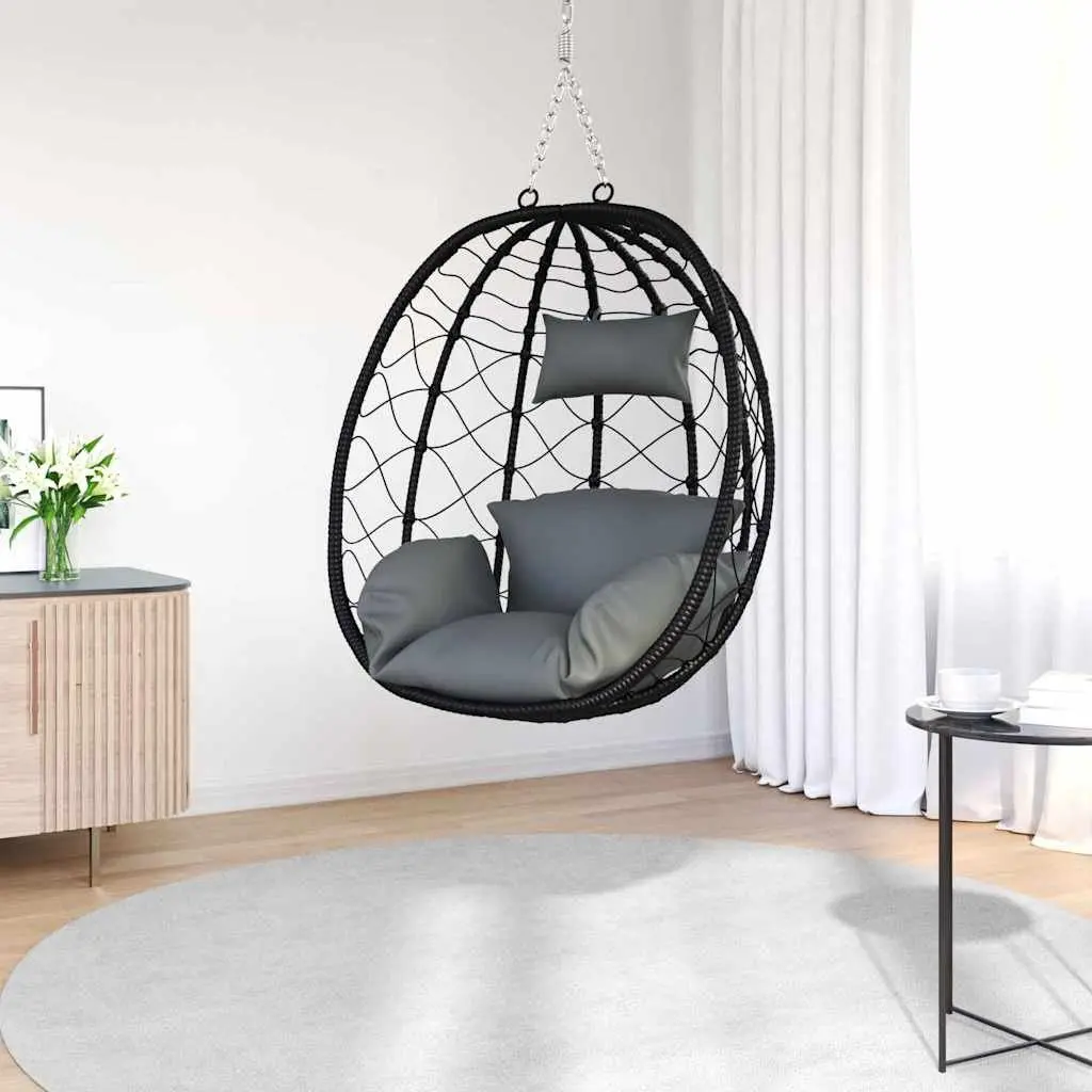 Hanging Egg Chair Ergonomic Support 91.5x54.5x107cm Anthracite Indoor Outdoor Swing