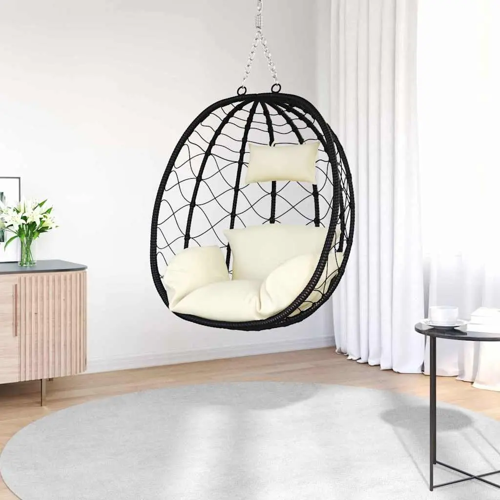 Hanging Egg Chair Relaxation Indoor Outdoor Cream 91.5 x 54.5 x 107 cm