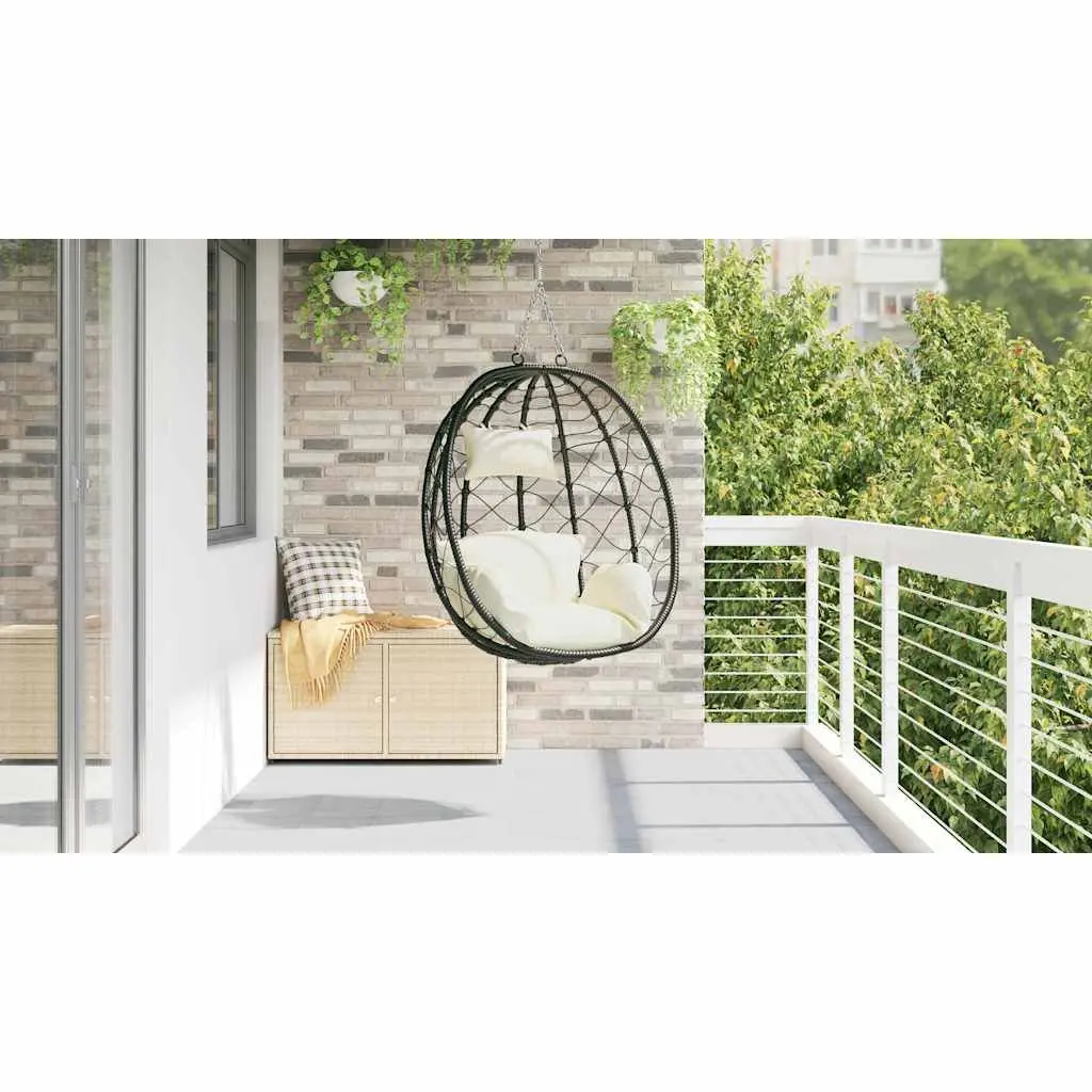 Hanging Egg Chair Relaxation Indoor Outdoor Cream 91.5 x 54.5 x 107 cm