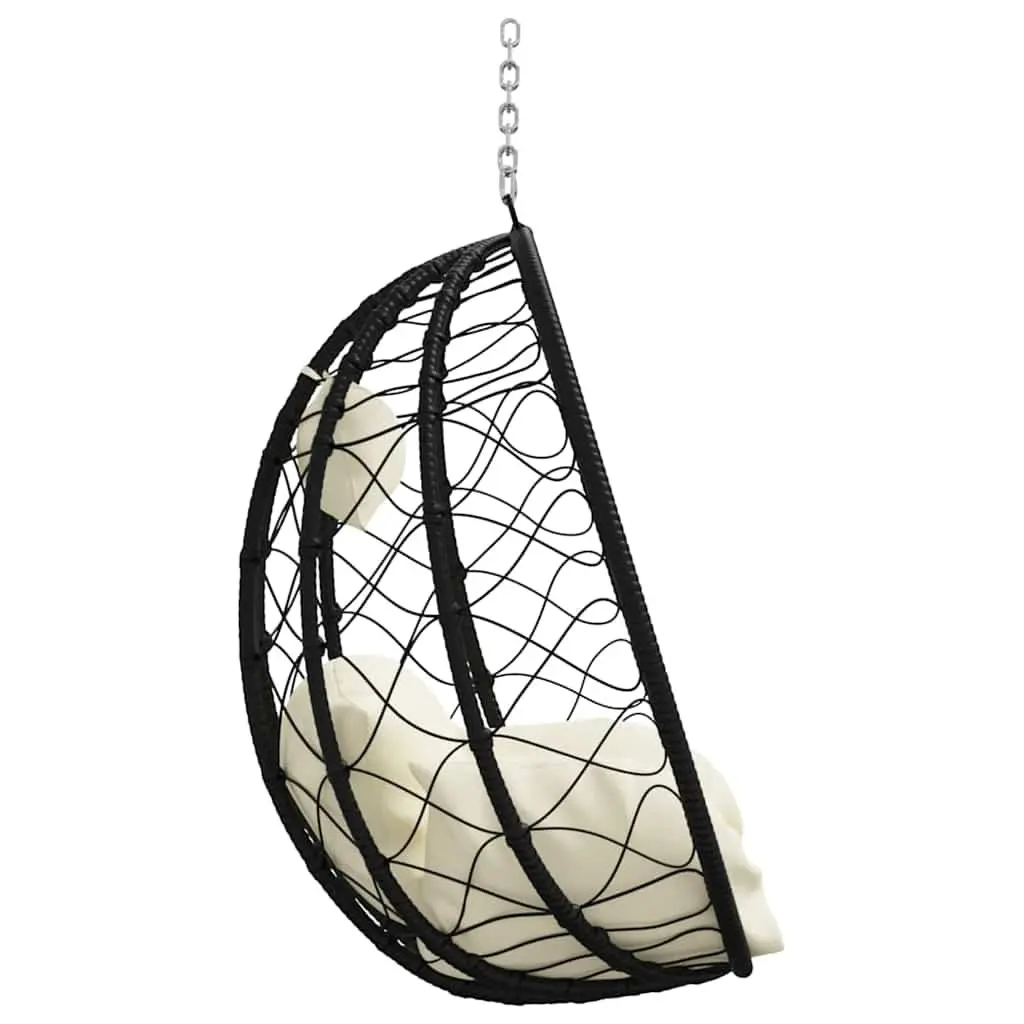 Hanging Egg Chair Relaxation Indoor Outdoor Cream 91.5 x 54.5 x 107 cm